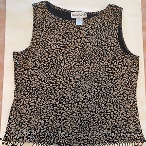 Vintage Ronnie Nicole Sleeveless Top With Black Fringe Designs At Bottom